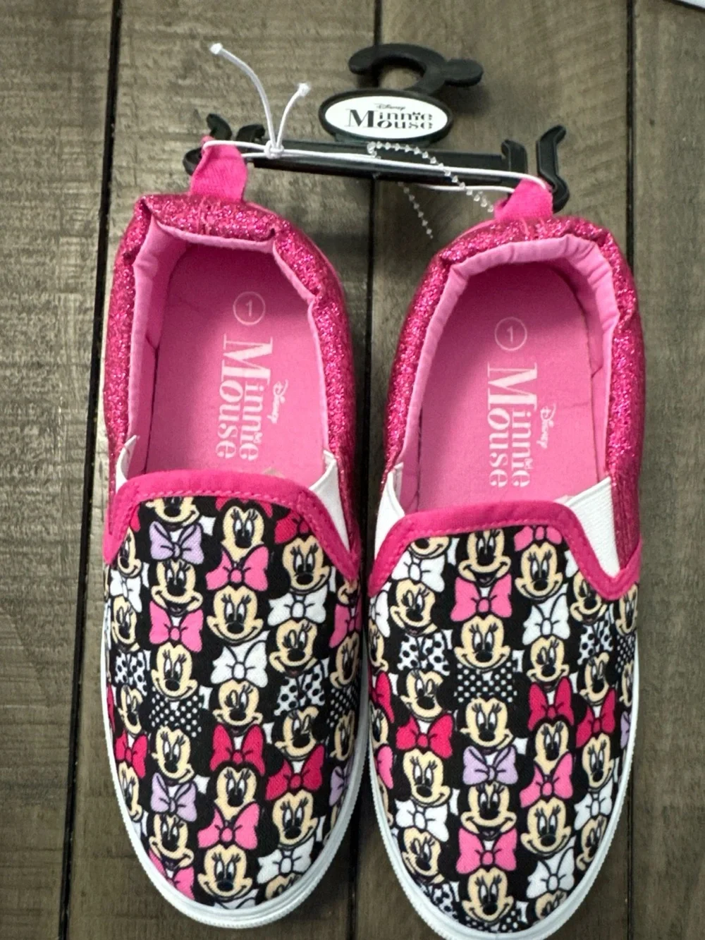 Disney Minnie Mouse Pink and Black Slip-On Sneakers